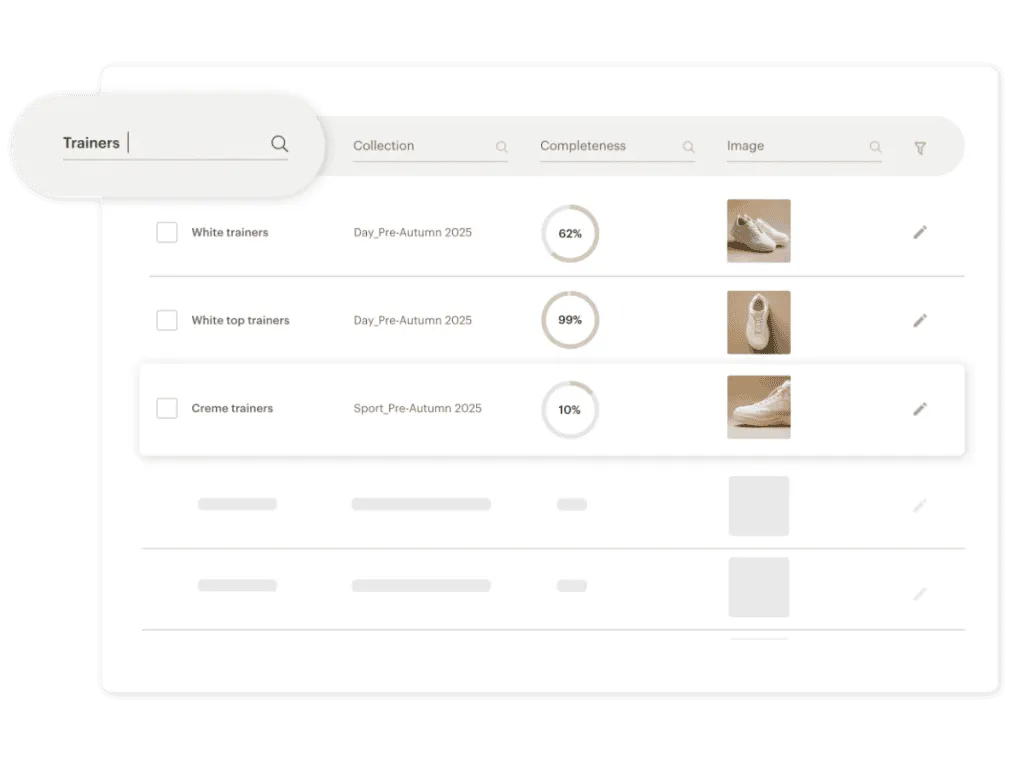 Kontainer-PIM ESG Search and filter Intuitive search, filter and measuring in Kontainer PIM
