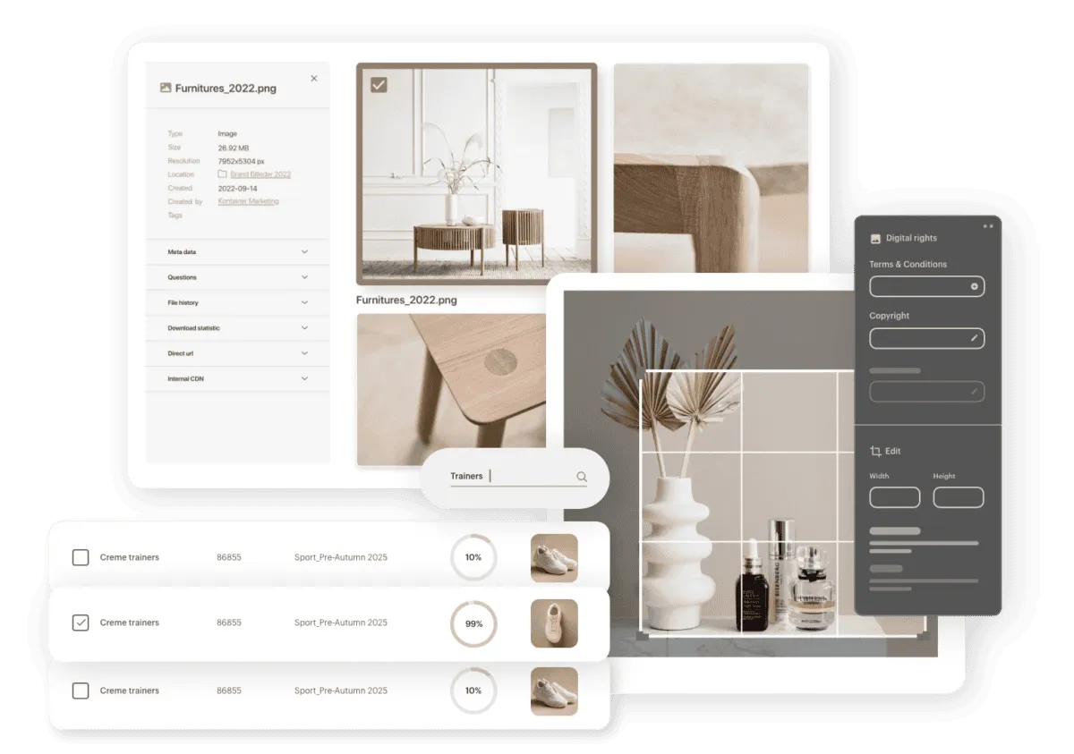 Kontainer-headergrafik Kontainer DAM and PIM - organize, share, edit, search assets and data